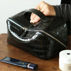 Glossy Leather Lay-Flat Makeup Case