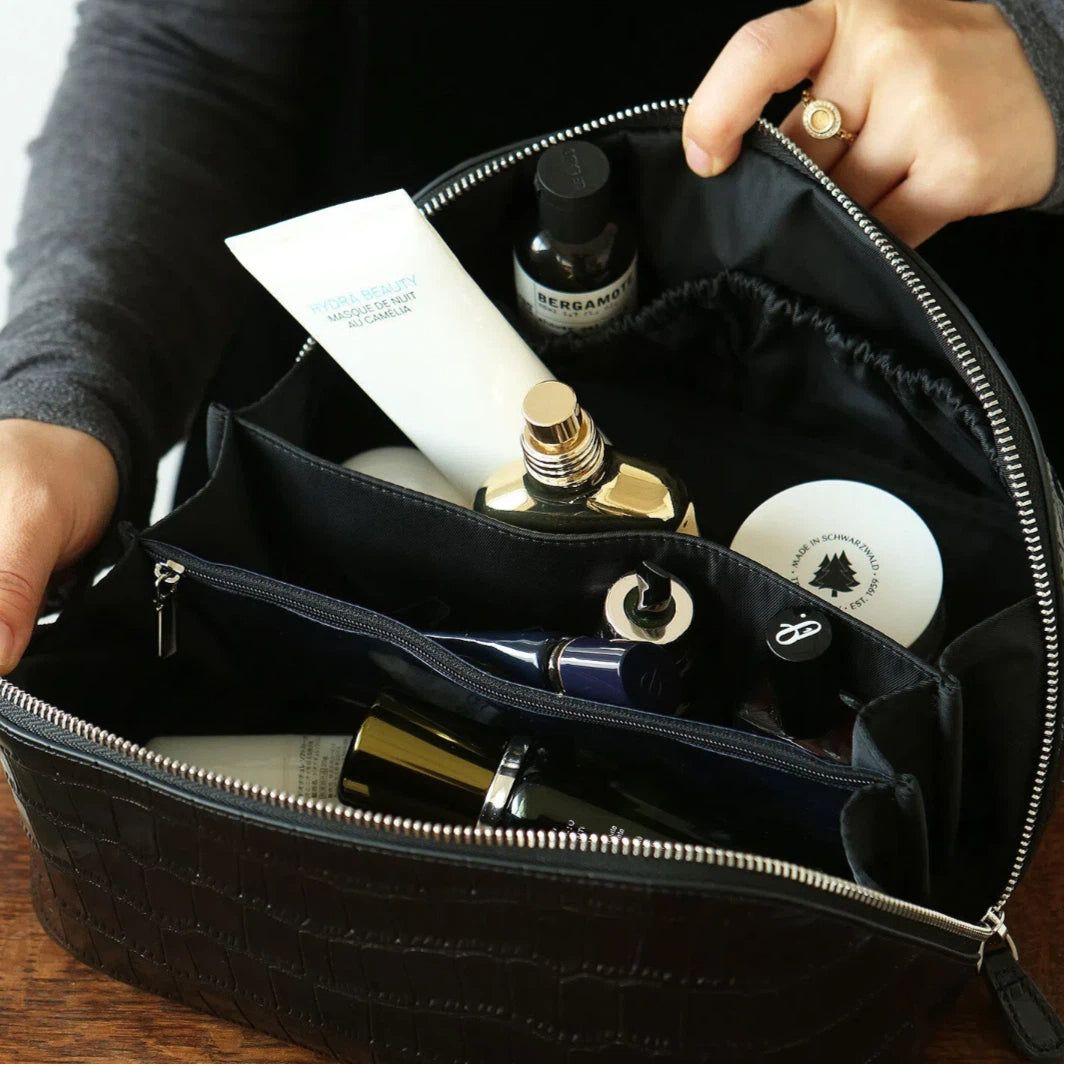 Glossy Leather Lay-Flat Makeup Case