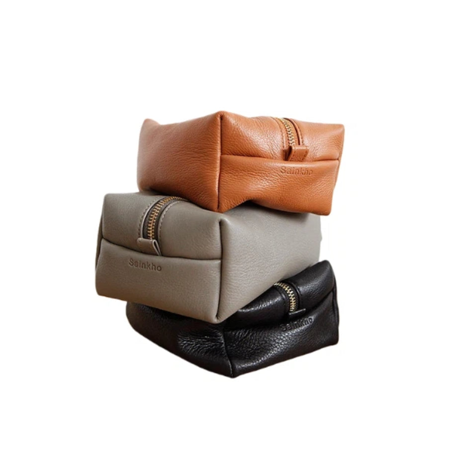 Slim Leather Portable Essentials Pouch