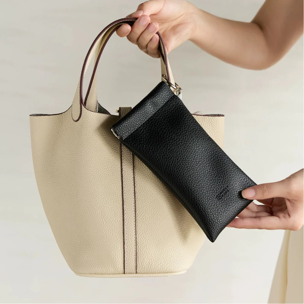 Pebbled Snap-Frame Glasses Pouch