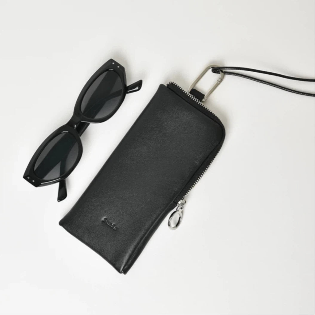 Soft Leather Zip Glasses Pouch