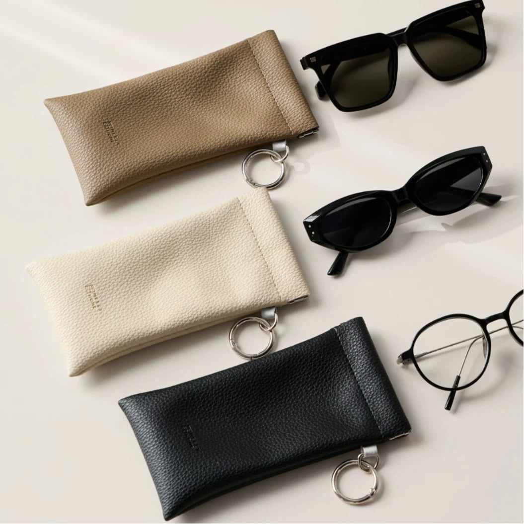 Pebbled Snap-Frame Glasses Pouch